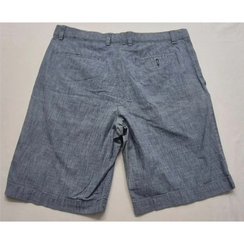 Banana Republic men's heathered blue chino shorts sz. 34 flat front 100% Cotton